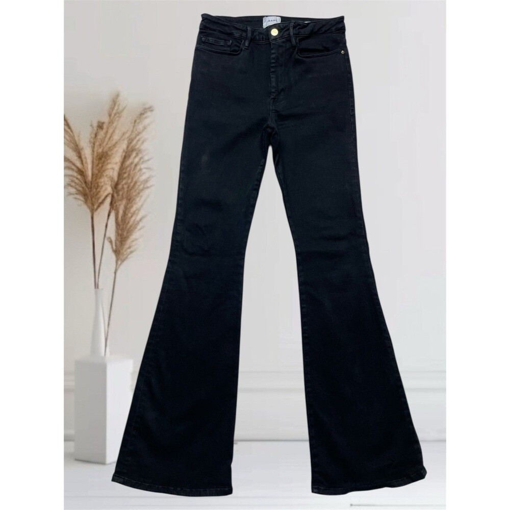 Frame Le One Flare Women's High-Rise Stretch Black Jeans Size 2